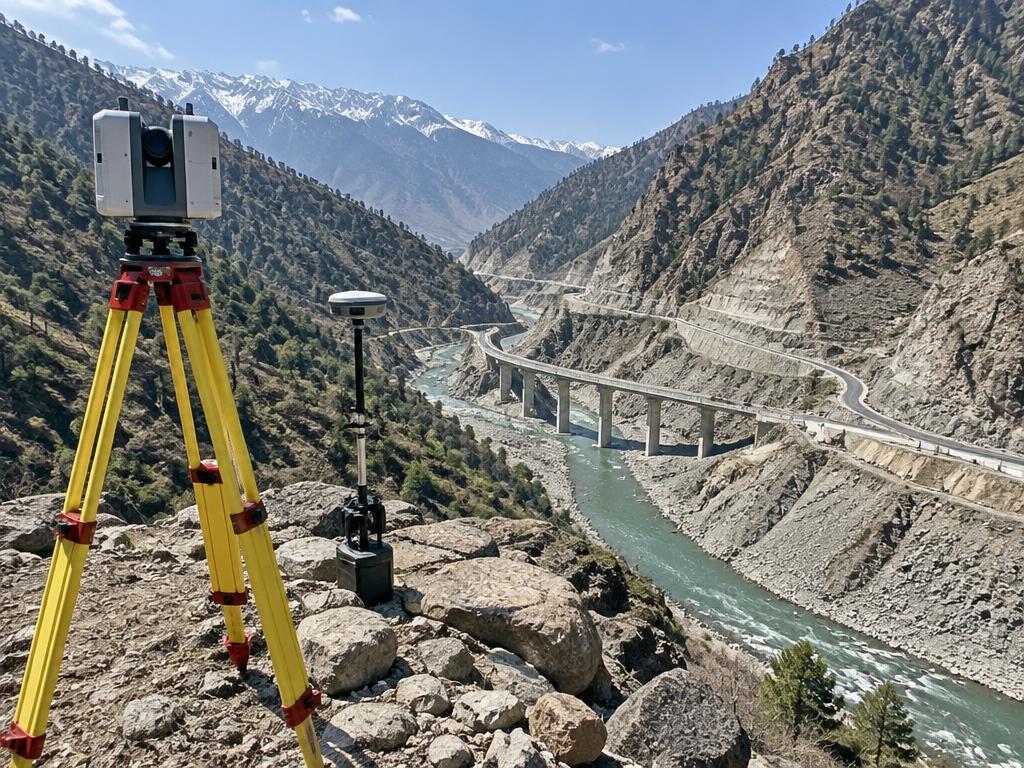 Terrestrial laser survey of an Indian Himalayan road and bridge corridor