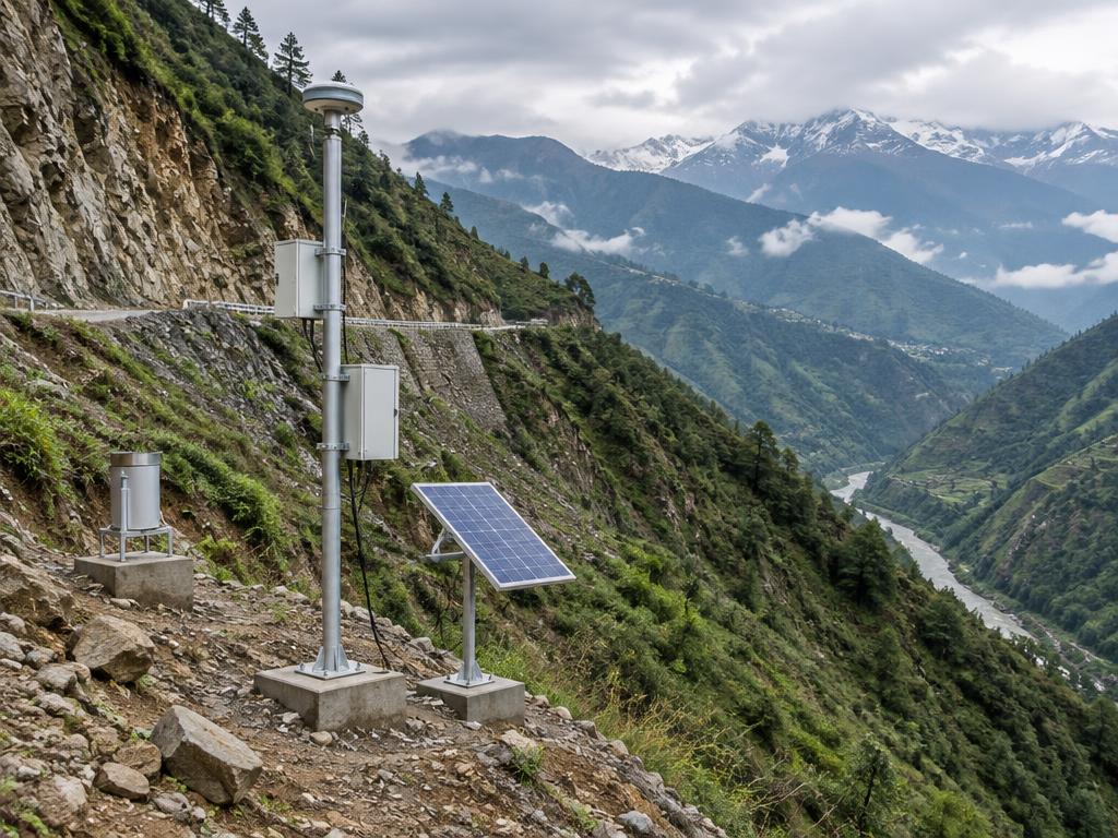 Remote landslide early-warning instruments on a monitored Himalayan slope in India